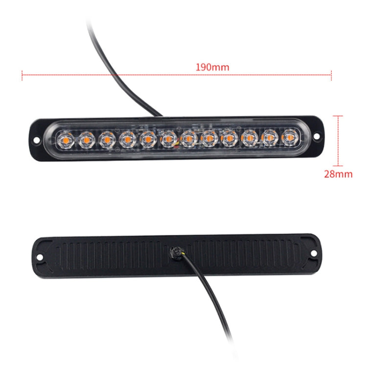 DC12V-24V / 36W รถบรรทุกฉุกเฉิน Strobe ไฟเตือนแฟลช 12LEDs ไฟด้านข้างยาวบางเฉียบ, DC12V-24V / 36W