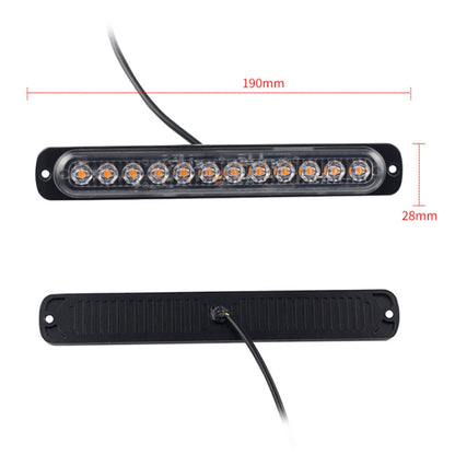 DC12V-24V / 36W รถบรรทุกฉุกเฉิน Strobe ไฟเตือนแฟลช 12LEDs ไฟด้านข้างยาวบางเฉียบ, DC12V-24V / 36W
