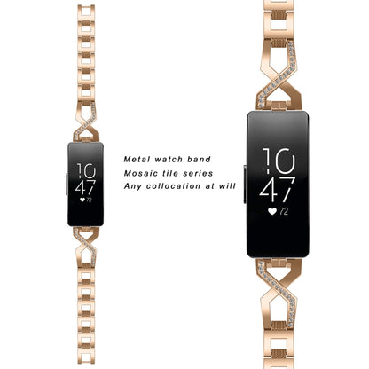 สำหรับ Fitbit Inspire/Inspire HR Metal Cross Chain A ประเภท สายนาฬิกาข้อมือสำหรับเปลี่ยนสายนาฬิกา