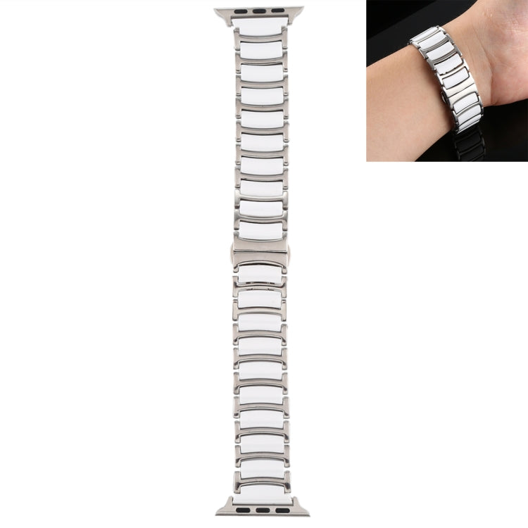 สายนาฬิกาเหล็กเซรามิก, For Apple Watch Series 8&7 41mm / SE 2&6&SE&5&4 40mm / 3&2&1 38mm, For Apple Watch Series 7 45mm / 6 & SE & 5 & 4 44mm / 3 & 2 & 1 42mm, For Apple Watch Series 7 41mm / 6 & SE & 5 & 4 40mm / 3 & 2 & 1 38mm