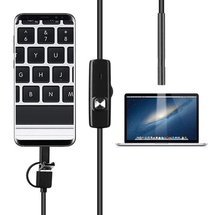 AN100 3 in 1 IP67 กันน้ำ USB-C / Type-C + Micro USB + USB กล้องตรวจสอบท่องู Endoscope HD สำหรับชิ้นส่วนของโทรศัพท์มือถือ Android ฟังก์ชั่น OTG พร้อมไฟ LED 6 ดวง, 5.5mm, 7mm, 8mm
