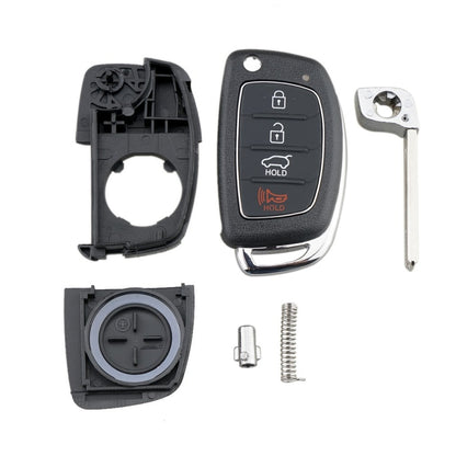 สำหรับ Hyundai 4 ปุ่มพับกุญแจรถพร้อมขอบโลหะ Solaris ix35 ix4 Santa, For Hyundai 4-button Solaris ix35 ix4