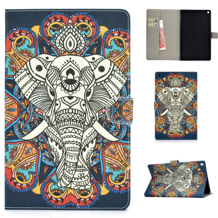 รูปแบบการวาดสีซองหนัง PU พลิกแนวนอนพร้อมตัวยึดและช่องเสียบการ์ด & ฟังก์ชั่นสลีป / ปลุก, For Samsung Galaxy Tab A 10.1 T580/T585 (2016), For Samsung Galaxy Tab S5e 10.5 T720 / T725, For Amazon Kindle Fire HD 8 2016/2017, For Amazon Kindle Fire HD 10 2017