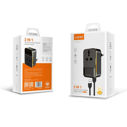 LDNIO SC1205 ซ็อกเก็ตการแปลงสากล + QC3.0 USB + อินเทอร์เฟซ USB เครื่องชาร์จเดินทางมัลติฟังก์ชั่เครื่องชาร์จโทรศัพท์มือถือ, ปลั๊ก EU