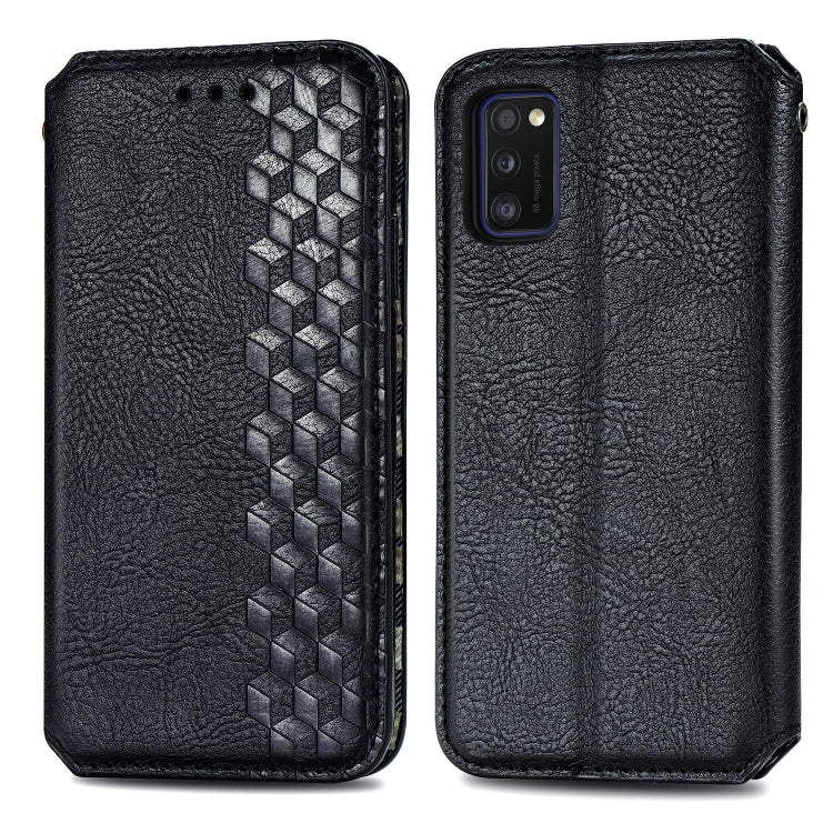 Cubic Grid Pressed ซองหนังแม่เหล็กพลิกแนวนอนพร้อมตัวยึดและช่องเสียบการ์ดและกระเป๋าสตางค์, For Samsung Galaxy A41, For Samsung Galaxy A71 5G