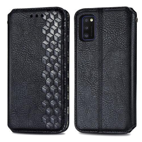 Cubic Grid Pressed ซองหนังแม่เหล็กพลิกแนวนอนพร้อมตัวยึดและช่องเสียบการ์ดและกระเป๋าสตางค์, For Samsung Galaxy A41, For Samsung Galaxy A71 5G