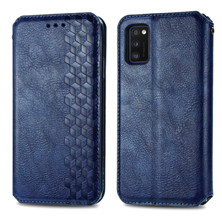Cubic Grid Pressed ซองหนังแม่เหล็กพลิกแนวนอนพร้อมตัวยึดและช่องเสียบการ์ดและกระเป๋าสตางค์, For Samsung Galaxy A41, For Samsung Galaxy A71 5G