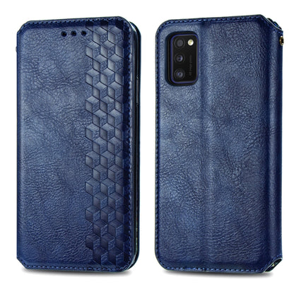 Cubic Grid Pressed ซองหนังแม่เหล็กพลิกแนวนอนพร้อมตัวยึดและช่องเสียบการ์ดและกระเป๋าสตางค์, For Samsung Galaxy A41, For Samsung Galaxy A71 5G