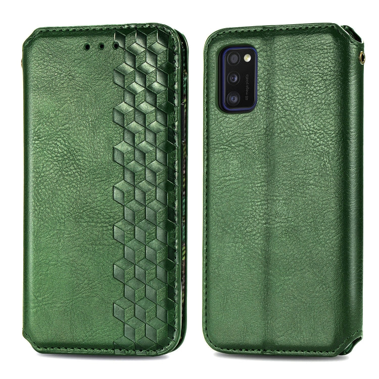 Cubic Grid Pressed ซองหนังแม่เหล็กพลิกแนวนอนพร้อมตัวยึดและช่องเสียบการ์ดและกระเป๋าสตางค์, For Samsung Galaxy A41, For Samsung Galaxy A71 5G