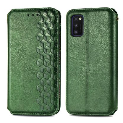 Cubic Grid Pressed ซองหนังแม่เหล็กพลิกแนวนอนพร้อมตัวยึดและช่องเสียบการ์ดและกระเป๋าสตางค์, For Samsung Galaxy A41, For Samsung Galaxy A71 5G