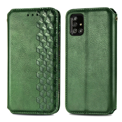 Cubic Grid Pressed ซองหนังแม่เหล็กพลิกแนวนอนพร้อมตัวยึดและช่องเสียบการ์ดและกระเป๋าสตางค์, For Samsung Galaxy A41, For Samsung Galaxy A71 5G