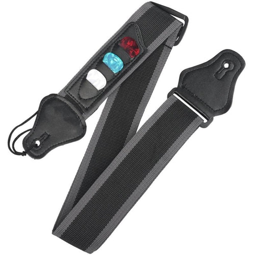 สายกีต้าร์โปร่งไฟฟ้าพื้นบ้านพร้อม 3 หยิบ สีสุ่ม, Guitar Strap
