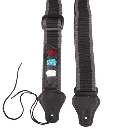 สายกีต้าร์โปร่งไฟฟ้าพื้นบ้านพร้อม 3 หยิบ สีสุ่ม, Guitar Strap