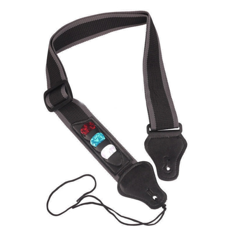 สายกีต้าร์โปร่งไฟฟ้าพื้นบ้านพร้อม 3 หยิบ สีสุ่ม, Guitar Strap