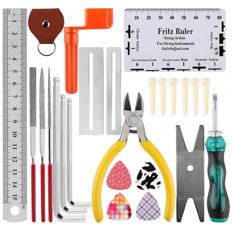 ชุดเครื่องมือซ่อมกีต้าร์, ประแจไฟล์, ตัดคอร์ดและม้วน, ขัดเฟรต, Guitar Repair Kit