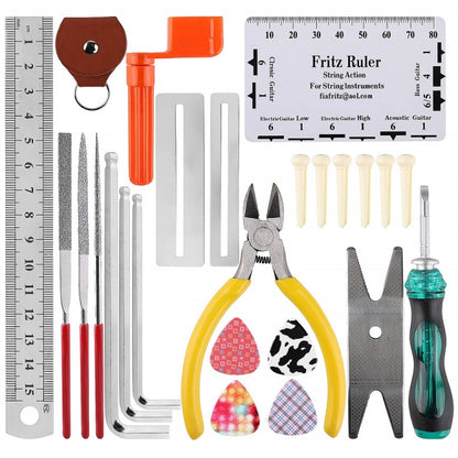 ชุดเครื่องมือซ่อมกีต้าร์, ประแจไฟล์, ตัดคอร์ดและม้วน, ขัดเฟรต, Guitar Repair Kit