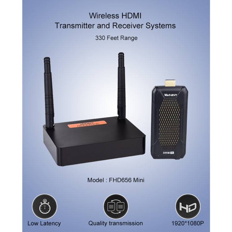 Measy FHD656 Mini 1080P HDMI 1.4 HD เครื่องส่งสัญญาณภาพและเสียงไร้สาย ตัวรับ Extender Transmission System, ระยะการส่ง: 100m,, US Plug, EU Plug, AU Plug, UK Plug