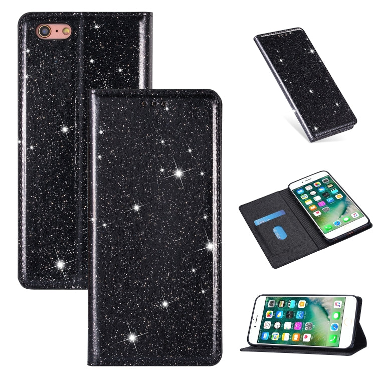 ซองหนังพลิกแนวนอนแม่เหล็กบางเฉียบแวววาวพร้อมตัวยึดและช่องเสียบการ์ด, For iPhone 6 Plus, For iPhone 8 / 7, For iPhone 8 Plus / 7 Plus, For iPhone 11, For iPhone 11 Pro, For iPhone 11 Pro Max, For iPhone X / XS, For iPhone XS Max