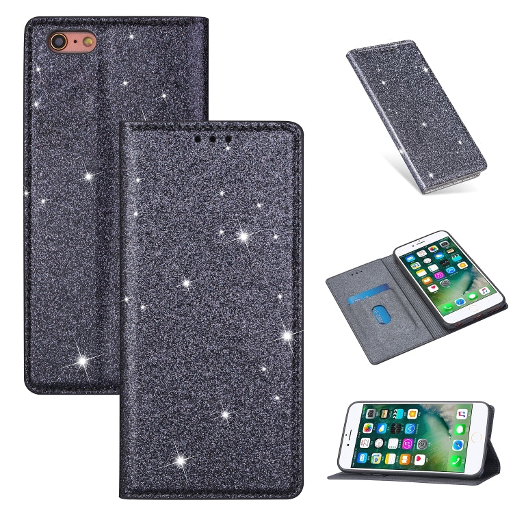 ซองหนังพลิกแนวนอนแม่เหล็กบางเฉียบแวววาวพร้อมตัวยึดและช่องเสียบการ์ด, For iPhone 6 Plus, For iPhone 8 / 7, For iPhone 8 Plus / 7 Plus, For iPhone 11, For iPhone 11 Pro, For iPhone 11 Pro Max, For iPhone X / XS, For iPhone XS Max