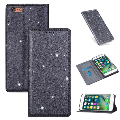 ซองหนังพลิกแนวนอนแม่เหล็กบางเฉียบแวววาวพร้อมตัวยึดและช่องเสียบการ์ด, For iPhone 6 Plus, For iPhone 8 / 7, For iPhone 8 Plus / 7 Plus, For iPhone 11, For iPhone 11 Pro, For iPhone 11 Pro Max, For iPhone X / XS, For iPhone XS Max