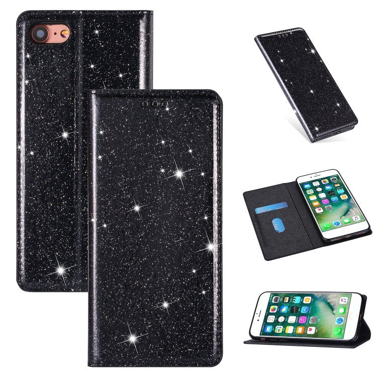 ซองหนังพลิกแนวนอนแม่เหล็กบางเฉียบแวววาวพร้อมตัวยึดและช่องเสียบการ์ด, For iPhone 6 Plus, For iPhone 8 / 7, For iPhone 8 Plus / 7 Plus, For iPhone 11, For iPhone 11 Pro, For iPhone 11 Pro Max, For iPhone X / XS, For iPhone XS Max