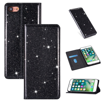 ซองหนังพลิกแนวนอนแม่เหล็กบางเฉียบแวววาวพร้อมตัวยึดและช่องเสียบการ์ด, For iPhone 6 Plus, For iPhone 8 / 7, For iPhone 8 Plus / 7 Plus, For iPhone 11, For iPhone 11 Pro, For iPhone 11 Pro Max, For iPhone X / XS, For iPhone XS Max
