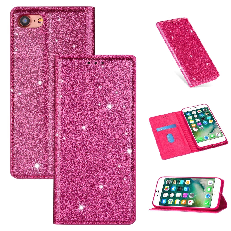 ซองหนังพลิกแนวนอนแม่เหล็กบางเฉียบแวววาวพร้อมตัวยึดและช่องเสียบการ์ด, For iPhone 6 Plus, For iPhone 8 / 7, For iPhone 8 Plus / 7 Plus, For iPhone 11, For iPhone 11 Pro, For iPhone 11 Pro Max, For iPhone X / XS, For iPhone XS Max