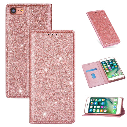 ซองหนังพลิกแนวนอนแม่เหล็กบางเฉียบแวววาวพร้อมตัวยึดและช่องเสียบการ์ด, For iPhone 6 Plus, For iPhone 8 / 7, For iPhone 8 Plus / 7 Plus, For iPhone 11, For iPhone 11 Pro, For iPhone 11 Pro Max, For iPhone X / XS, For iPhone XS Max