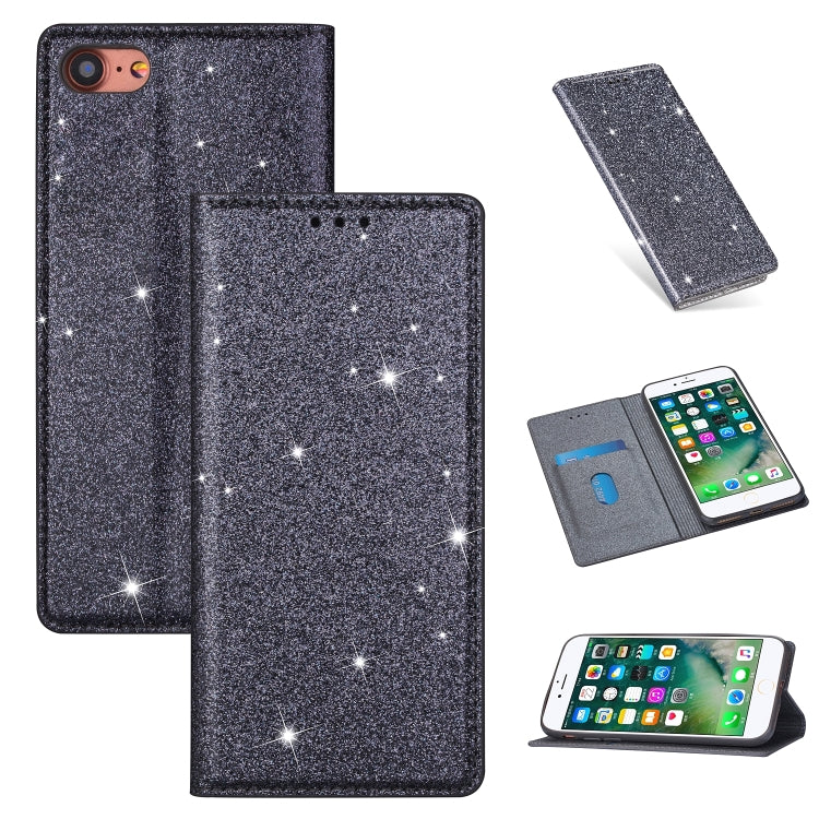 ซองหนังพลิกแนวนอนแม่เหล็กบางเฉียบแวววาวพร้อมตัวยึดและช่องเสียบการ์ด, For iPhone 6 Plus, For iPhone 8 / 7, For iPhone 8 Plus / 7 Plus, For iPhone 11, For iPhone 11 Pro, For iPhone 11 Pro Max, For iPhone X / XS, For iPhone XS Max