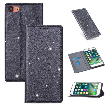 ซองหนังพลิกแนวนอนแม่เหล็กบางเฉียบแวววาวพร้อมตัวยึดและช่องเสียบการ์ด, For iPhone 6 Plus, For iPhone 8 / 7, For iPhone 8 Plus / 7 Plus, For iPhone 11, For iPhone 11 Pro, For iPhone 11 Pro Max, For iPhone X / XS, For iPhone XS Max