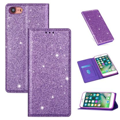 ซองหนังพลิกแนวนอนแม่เหล็กบางเฉียบแวววาวพร้อมตัวยึดและช่องเสียบการ์ด, For iPhone 6 Plus, For iPhone 8 / 7, For iPhone 8 Plus / 7 Plus, For iPhone 11, For iPhone 11 Pro, For iPhone 11 Pro Max, For iPhone X / XS, For iPhone XS Max