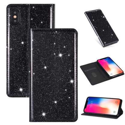 ซองหนังพลิกแนวนอนแม่เหล็กบางเฉียบแวววาวพร้อมตัวยึดและช่องเสียบการ์ด, For iPhone XR