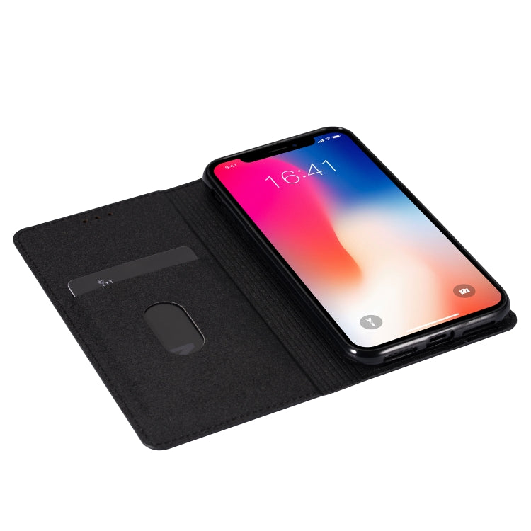 ซองหนังพลิกแนวนอนแม่เหล็กบางเฉียบแวววาวพร้อมตัวยึดและช่องเสียบการ์ด, For iPhone XR
