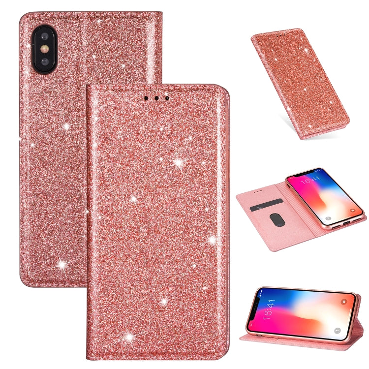 ซองหนังพลิกแนวนอนแม่เหล็กบางเฉียบแวววาวพร้อมตัวยึดและช่องเสียบการ์ด, For iPhone XR