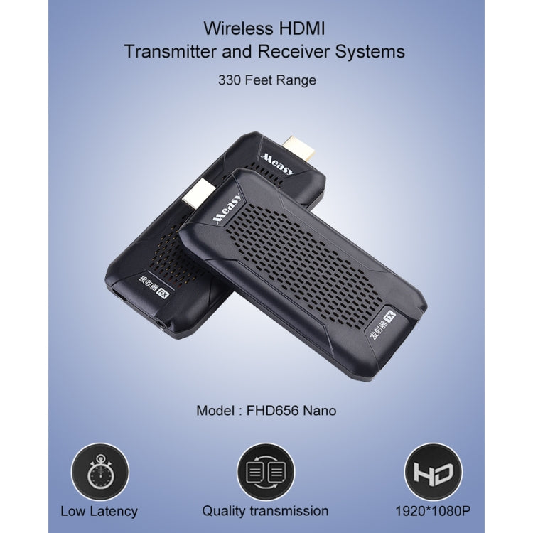 Measy FHD656 Nano 1080P HDMI 1.4 HD Wireless Audio Video Double Mini เครื่องส่งสัญญาณ ตัวรับ Extender Transmission System, ระยะการส่ง: 100m,, US Plug, EU Plug, AU Plug, UK Plug