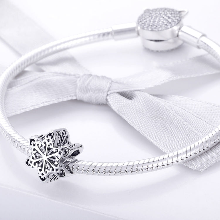 S925 เงินสเตอร์ลิงเกล็ดหิมะฤดูหนาวลูกปัด DIY สร้อยข้อมือสร้อยคออุปกรณ์เสริม, Silver, Rose Gold