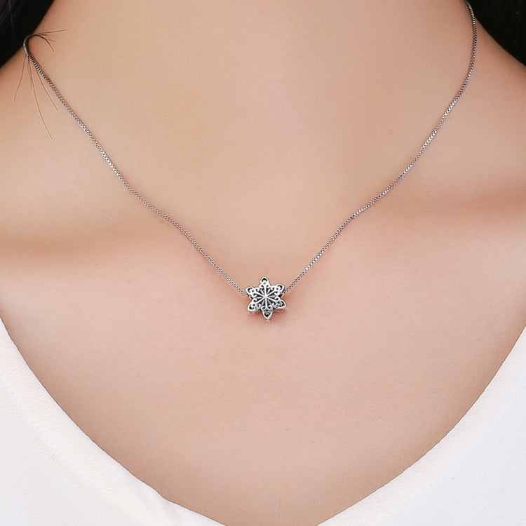S925 เงินสเตอร์ลิงเกล็ดหิมะฤดูหนาวลูกปัด DIY สร้อยข้อมือสร้อยคออุปกรณ์เสริม, Silver, Rose Gold