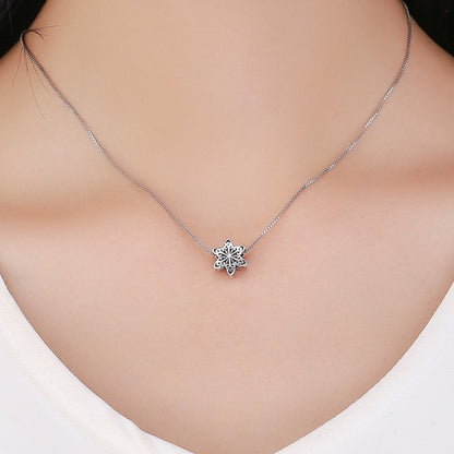 S925 เงินสเตอร์ลิงเกล็ดหิมะฤดูหนาวลูกปัด DIY สร้อยข้อมือสร้อยคออุปกรณ์เสริม, Silver, Rose Gold