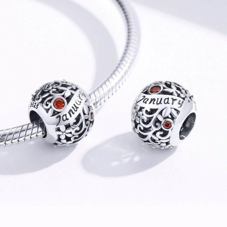 S925 เงินสเตอร์ลิง 12 Birthstone DIY สร้อยข้อมือสร้อยคออุปกรณ์เสริม, January, February, March, April, May, June, July, August, September, October, November, December