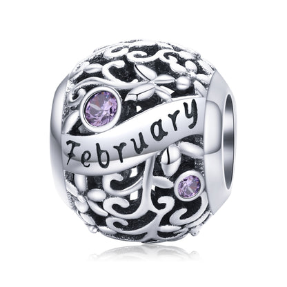 S925 เงินสเตอร์ลิง 12 Birthstone DIY สร้อยข้อมือสร้อยคออุปกรณ์เสริม, January, February, March, April, May, June, July, August, September, October, November, December