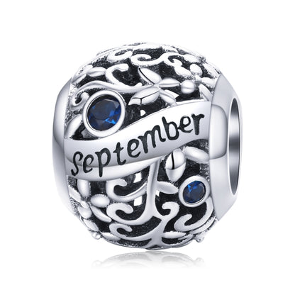 S925 เงินสเตอร์ลิง 12 Birthstone DIY สร้อยข้อมือสร้อยคออุปกรณ์เสริม, January, February, March, April, May, June, July, August, September, October, November, December