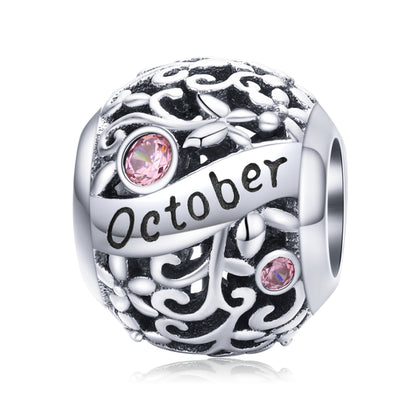 S925 เงินสเตอร์ลิง 12 Birthstone DIY สร้อยข้อมือสร้อยคออุปกรณ์เสริม, January, February, March, April, May, June, July, August, September, October, November, December