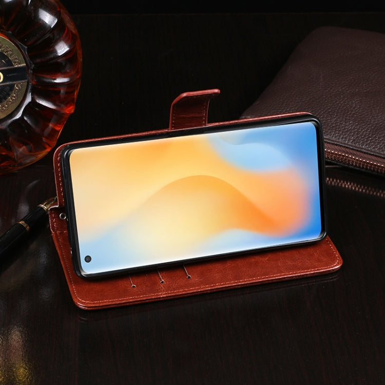 idewei Crazy Horse Texture ซองหนังพลิกแนวนอนพร้อมตัวยึดและช่องเสียบการ์ดและกระเป๋าสตางค์, For Vivo X50 Pro