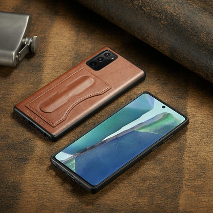 ซองหนังป้องกัน Fierre Shann เต็มรูปแบบพร้อมตัวยึดและช่องเสียบการ์ด, For Galaxy Note20 Ultra