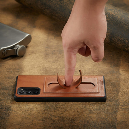 ซองหนังป้องกัน Fierre Shann เต็มรูปแบบพร้อมตัวยึดและช่องเสียบการ์ด, For Galaxy Note20 Ultra