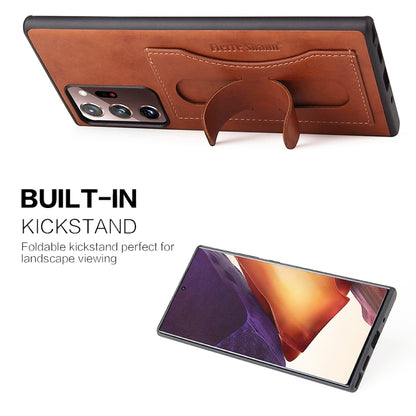 ซองหนังป้องกัน Fierre Shann เต็มรูปแบบพร้อมตัวยึดและช่องเสียบการ์ด, For Galaxy Note20 Ultra