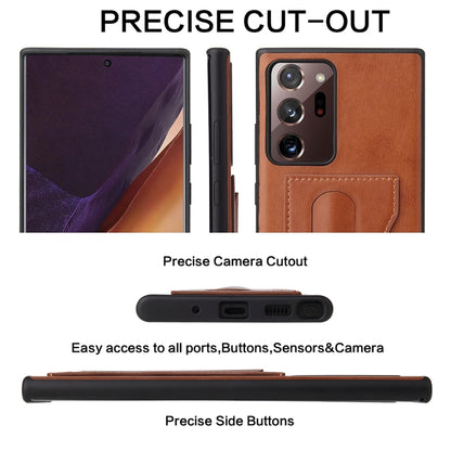 ซองหนังป้องกัน Fierre Shann เต็มรูปแบบพร้อมตัวยึดและช่องเสียบการ์ด, For Galaxy Note20 Ultra