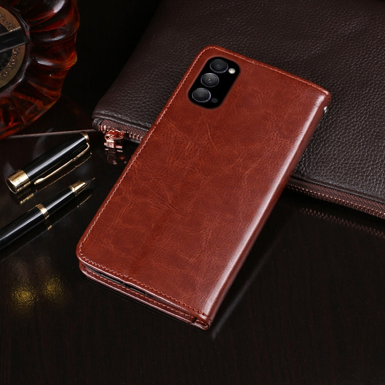 idewei Crazy Horse Texture ซองหนังพลิกแนวนอนพร้อมตัวยึดและช่องเสียบการ์ดและกระเป๋าสตางค์, For OPPO Reno4 5G, For OPPO Reno4 Pro 5G, For OPPO Realme C11