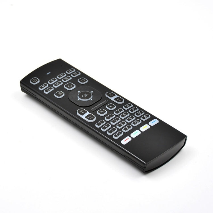 MX3 2.4GHz Fly Air Mouse คีย์บอร์ดไร้สายแบ็คไลท์ LED รีโมทคอนโทรลพร้อม Gyroscope สำหรับ Android TV Box / PC