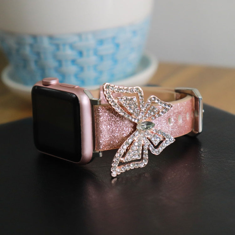 Bowknot Glitter Diamond สายนาฬิกาทดแทน, For Apple Watch 5 & 4 44mm / 3 & 2 & 1 42mm